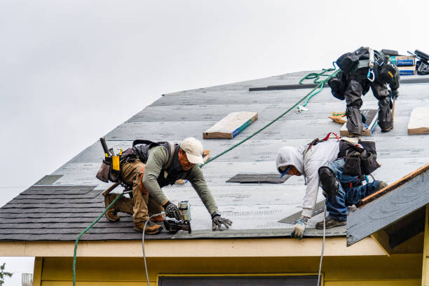 Professional Gutter Installation technician working in Cedar Glen, CA